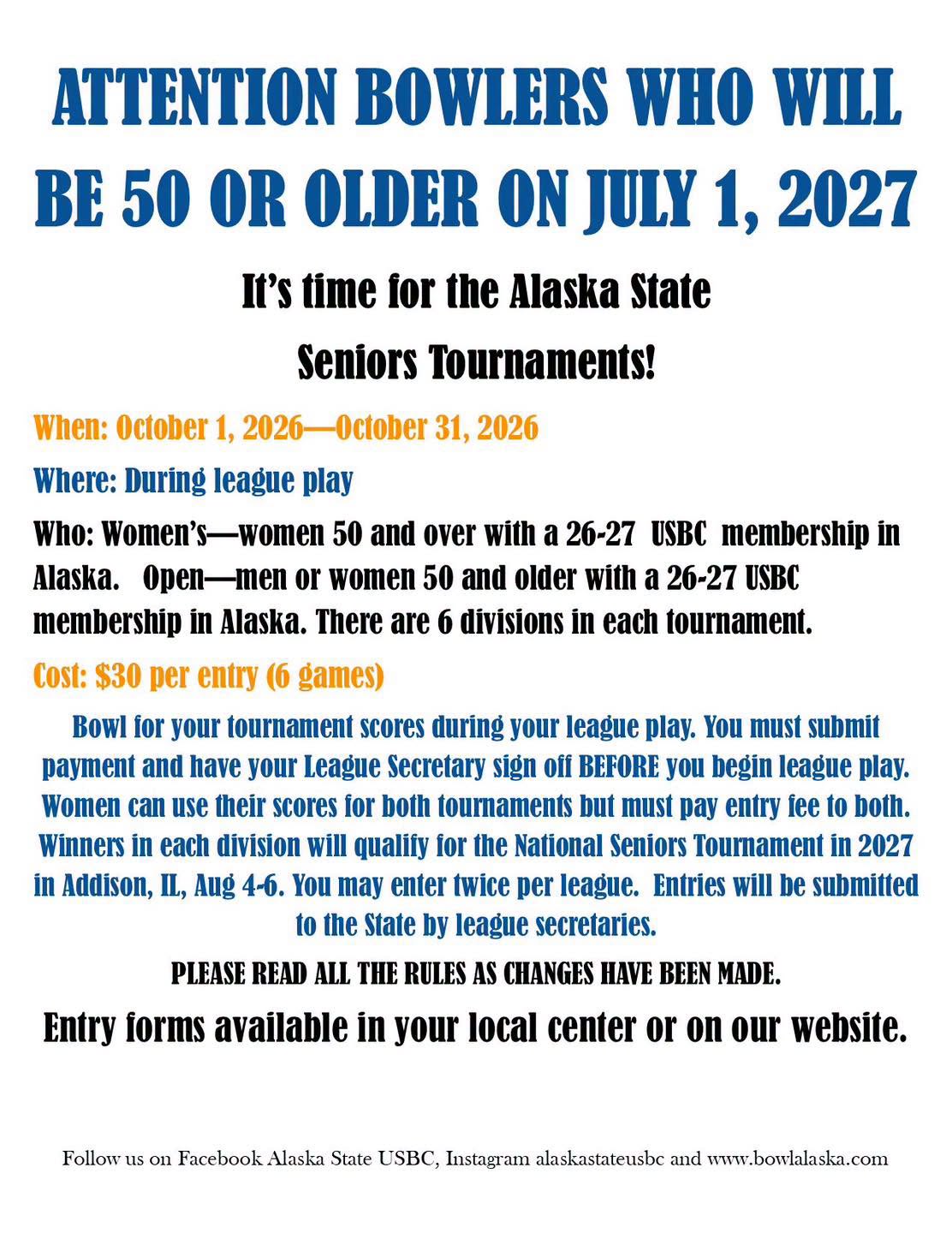 2026 Alaska State USBC Seniors Tournsament